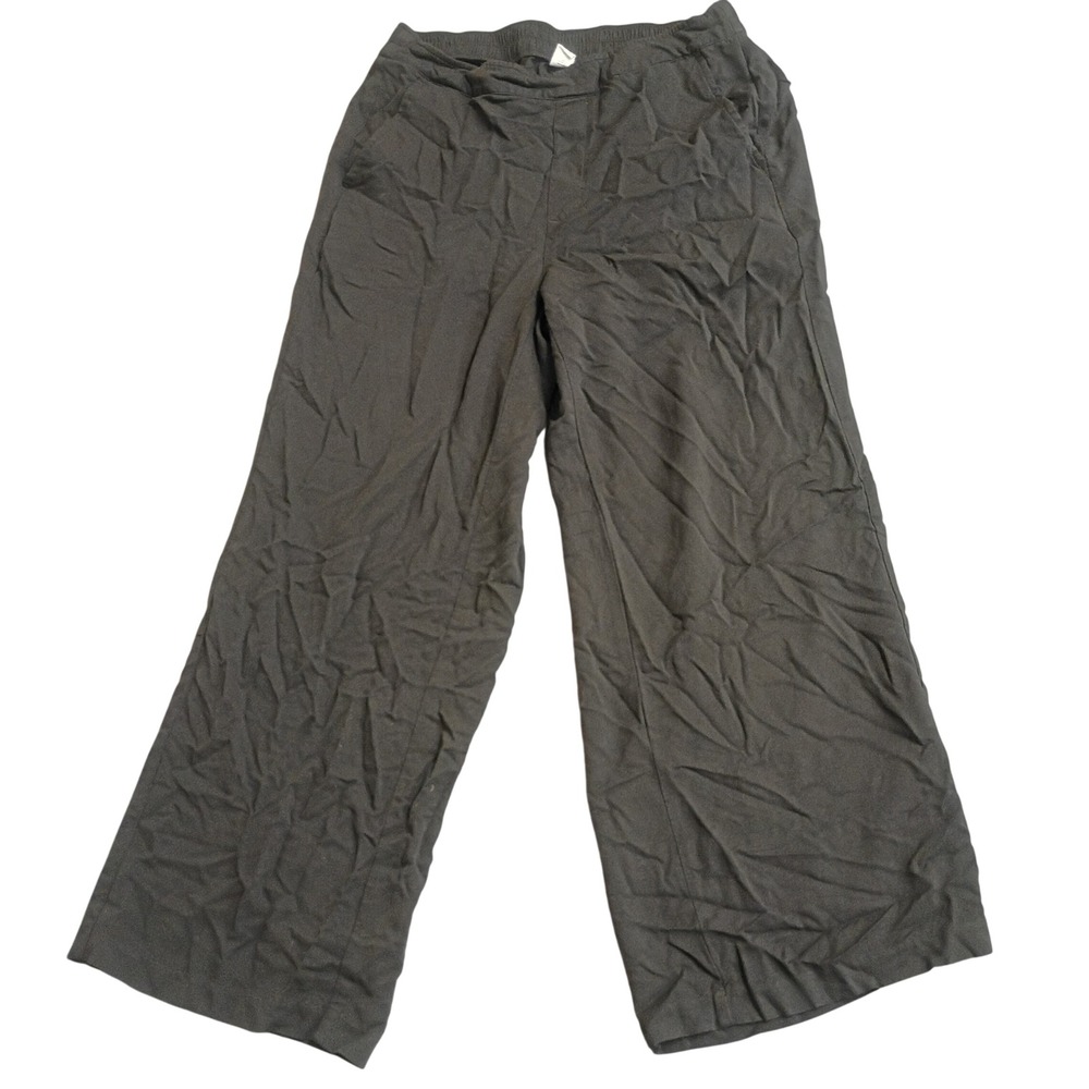 Old Navy Playa Wide Leg Pants Womens L Black High Rise Comfort Waist Relaxed